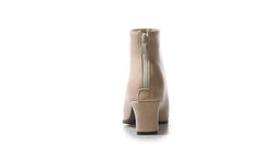 New women's boots thick heel short boots leather boots Beige