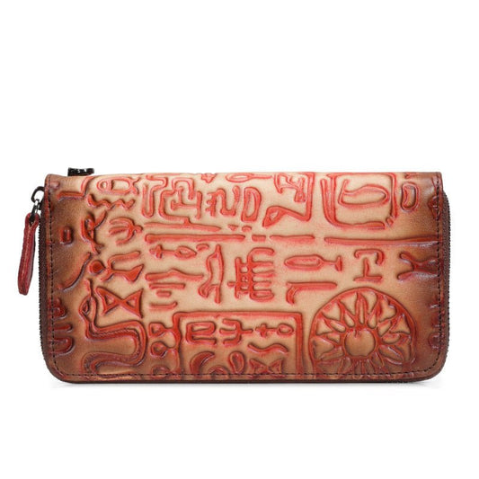 New Women's Vintage Oracle Leather Clutch Wallet Retro red