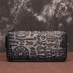 New Women's Vintage Oracle Leather Clutch Wallet Retro black