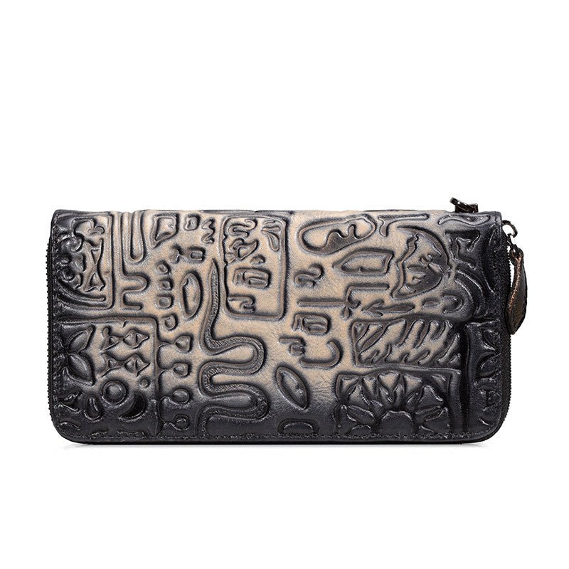 New Women's Vintage Oracle Leather Clutch Wallet Retro black