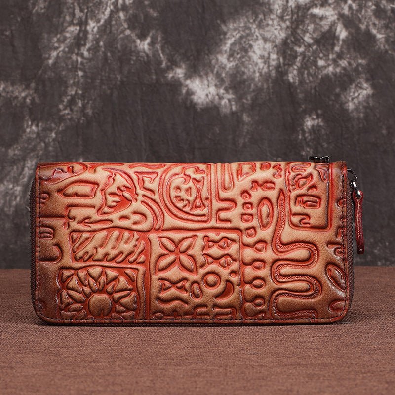 New Women's Vintage Oracle Leather Clutch Wallet Retro black