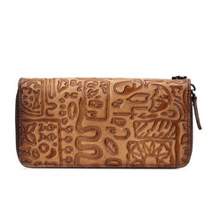 New Women's Vintage Oracle Leather Clutch Wallet Retro coffee