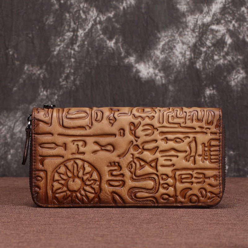 New Women's Vintage Oracle Leather Clutch Wallet Retro red