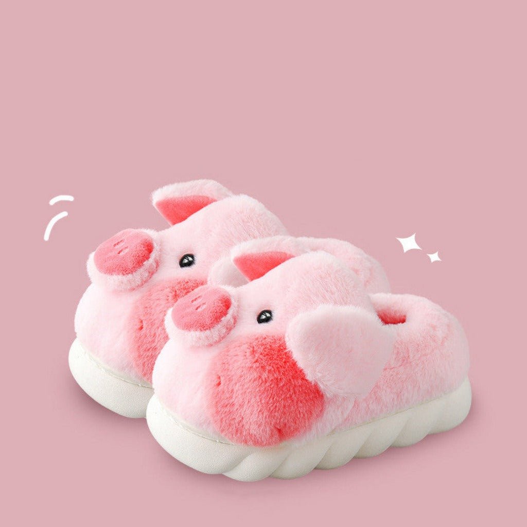 Non - slip Warm Plush Slippers Cloud - Like Comfort Indoors Secure Shoes Pink Baby Pig