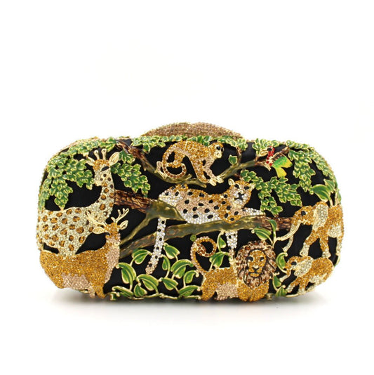 Oil drop diamond clutch Black green