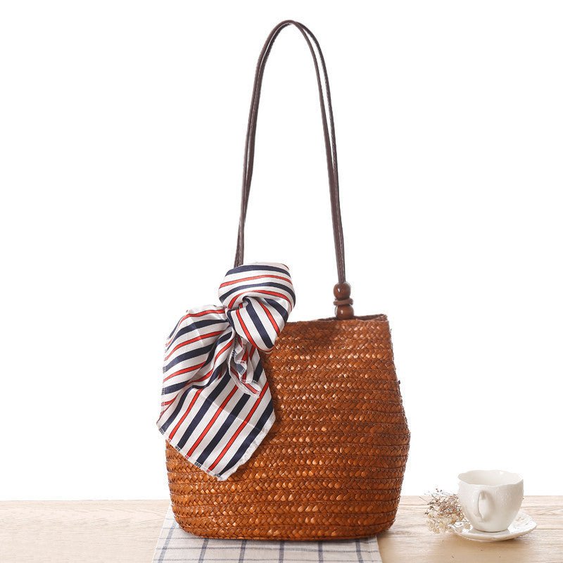 One - shoulder Straw Bag Women Bag Seaside Vacation Woven Bag Straw Bag Beach Bag Brown