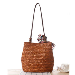 One - shoulder Straw Bag Women Bag Seaside Vacation Woven Bag Straw Bag Beach Bag Army Green