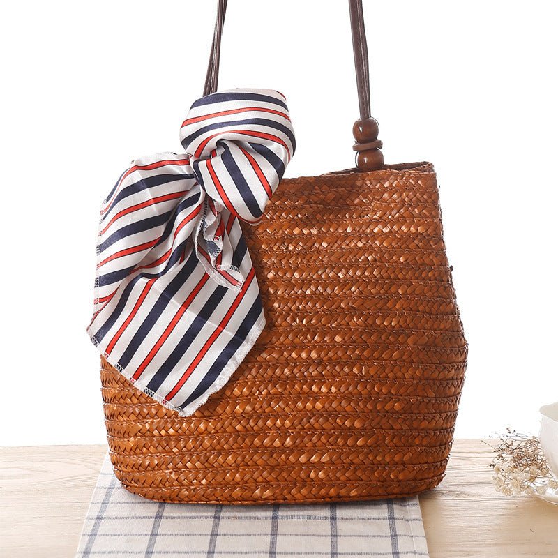 One - shoulder Straw Bag Women Bag Seaside Vacation Woven Bag Straw Bag Beach Bag Army Green