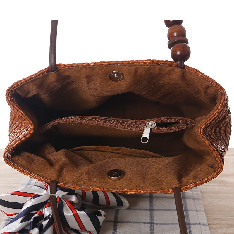 One - shoulder Straw Bag Women Bag Seaside Vacation Woven Bag Straw Bag Beach Bag Brown