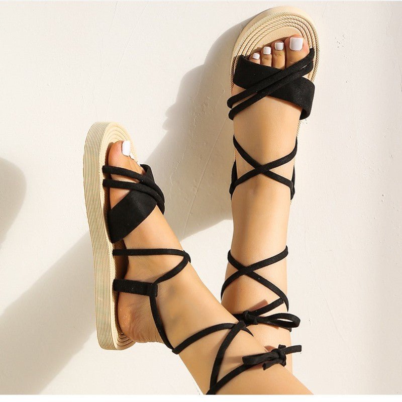 Open Toe Strap Fashion Beach to Brunch Ready Shoes Women's Flat Beige