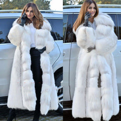 Oversize Women's Luxurious Long Style White Long Faux Fur Coat White