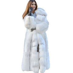 Oversize Women's Luxurious Long Style White Long Faux Fur Coat White