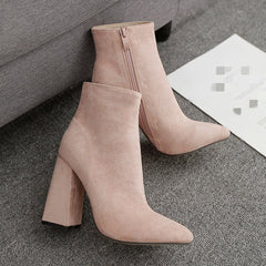 Oversized chunky heel women's boots Apricot