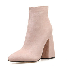 Oversized chunky heel women's boots Apricot