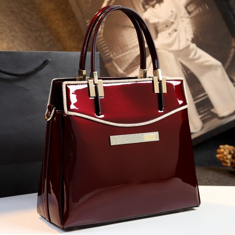 Patent Leather Women's Fashion Portable Leather Shoulder Messenger Bag Wine Red