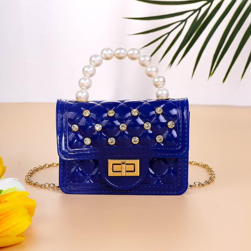 Pearl - Adorned Women's Fashion Hand Shoulder Messenger Bag Blue