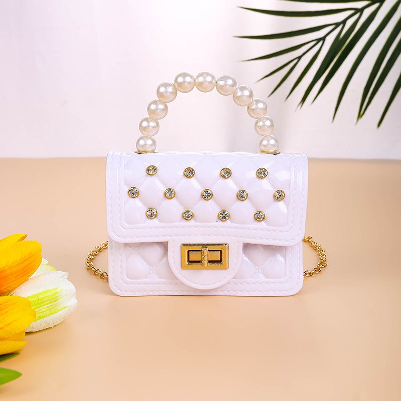 Pearl - Adorned Women's Fashion Hand Shoulder Messenger Bag White