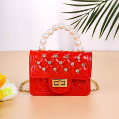 Pearl - Adorned Women's Fashion Hand Shoulder Messenger Bag Red