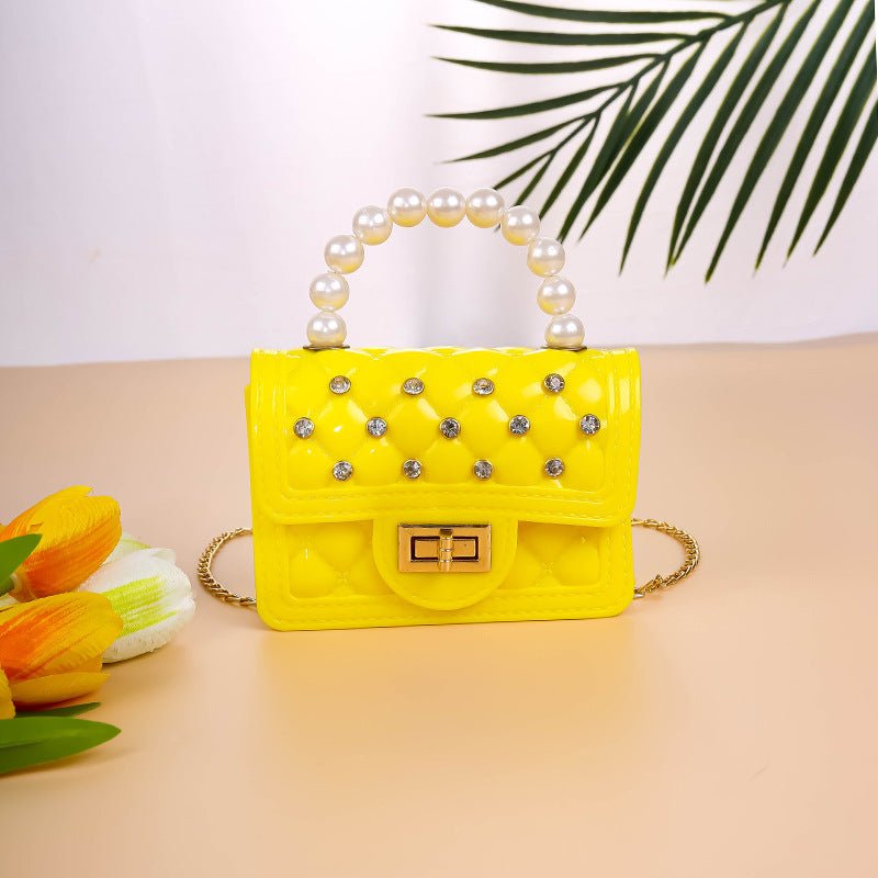 Pearl - Adorned Women's Fashion Hand Shoulder Messenger Bag Yellow