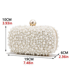 Pearl Clutch Dinner Handbag for Ladies Beige