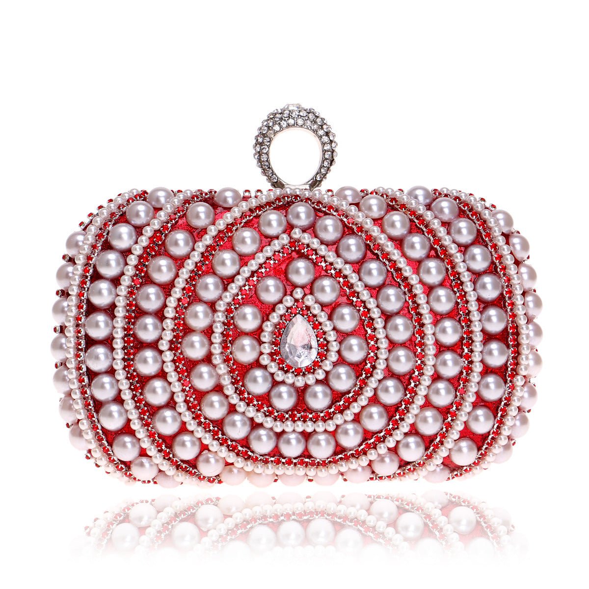 Pearl Clutch Women's European And American Fashion Banquet Clutch Red