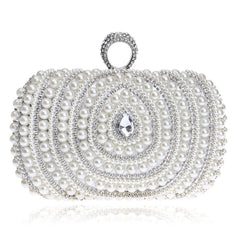 Pearl Clutch Women's European And American Fashion Banquet Clutch Silver