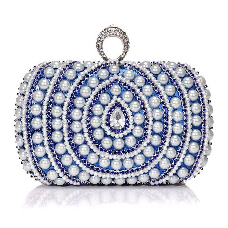 Pearl Clutch Women's European And American Fashion Banquet Clutch Blue