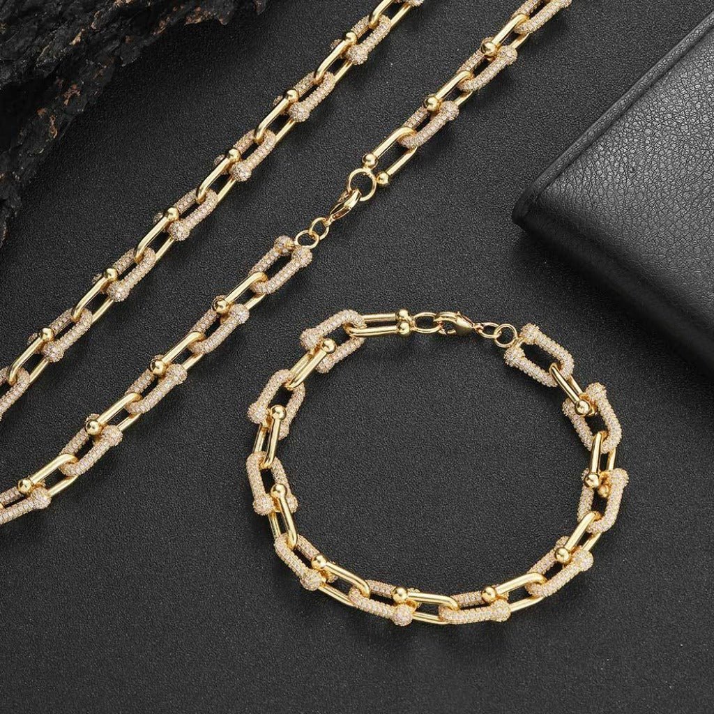 Personalized Texture Ins Bracelet: U - shaped Horseshoe Chain Gold Width 11mm