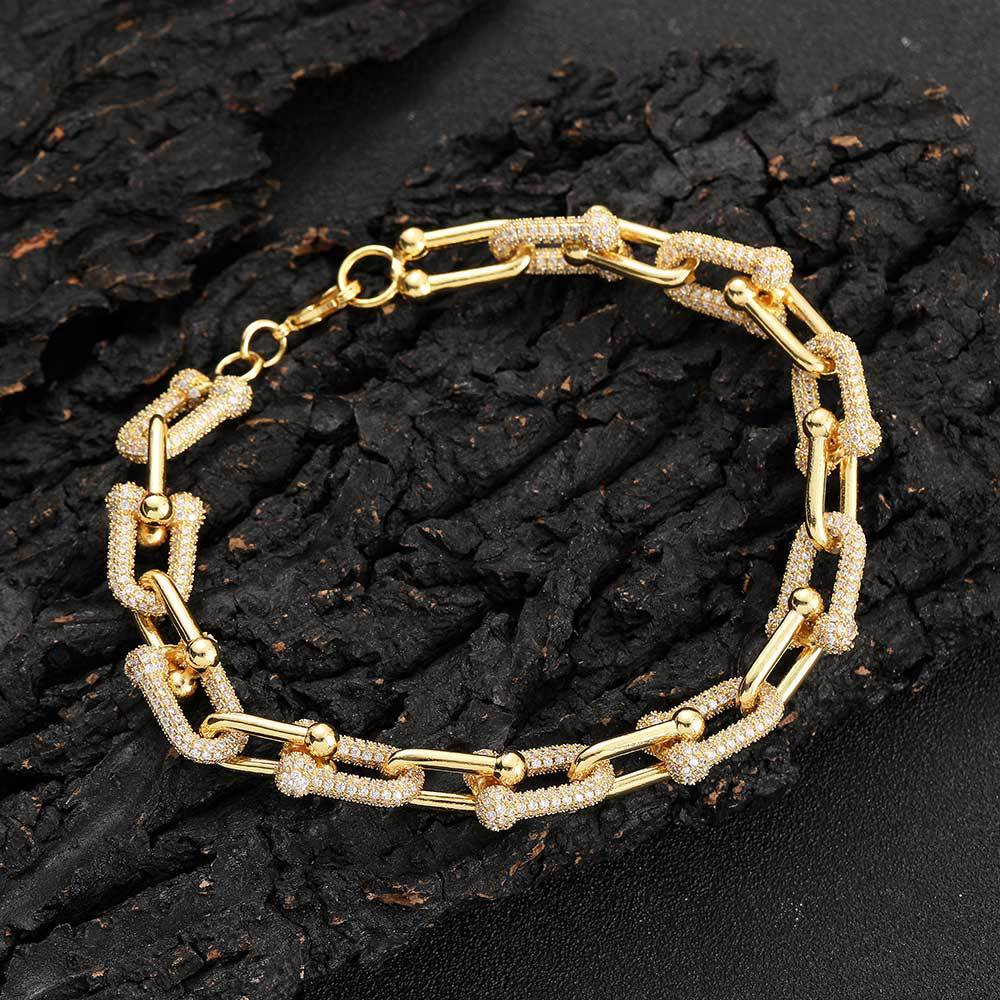 Personalized Texture Ins Bracelet: U - shaped Horseshoe Chain Gold Width 11mm