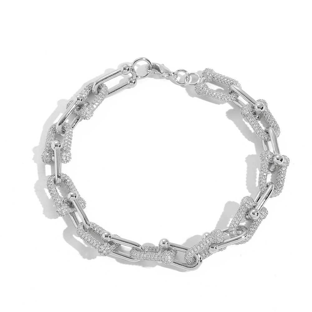 Personalized Texture Ins Bracelet: U - shaped Horseshoe Chain White Gold Width 11mm