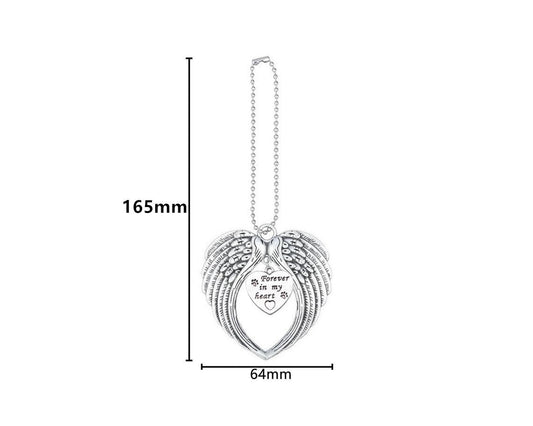 Pet Commemorative Wings Christmas Tree Pendant - In My Heart Car Mirror Silver