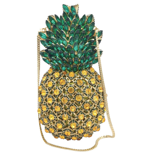Pineapple Rhinestone Banquet Clutch Yellow
