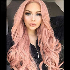 Pink Mid - length Long Curly Wig Cover Picture color