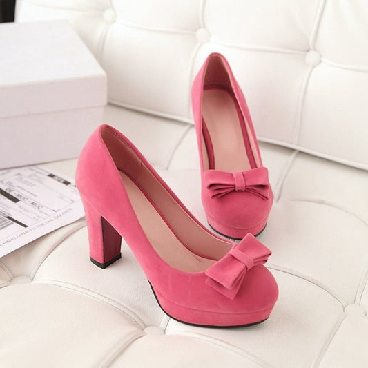 Platform Bow High Heels – Elevate Your Style with Grace and Glamour Red