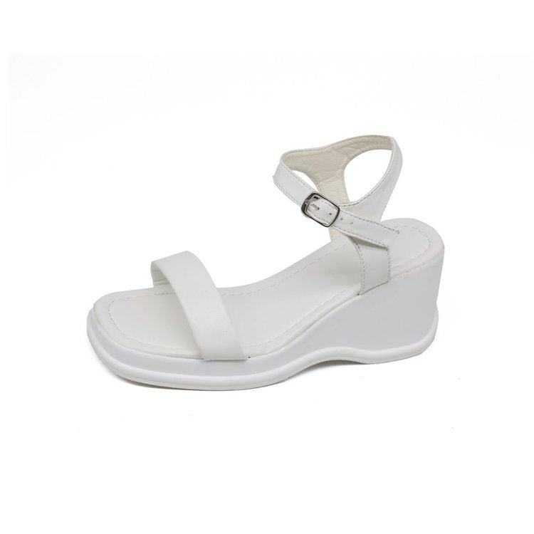 Platform mules wedges fashionable Sandals Women's Shoes Square Toe White