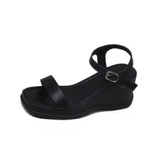 Platform mules wedges fashionable Sandals Women's Shoes Square Toe Black