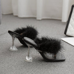 Plush high heels Black