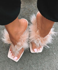 Plush high heels Apricot
