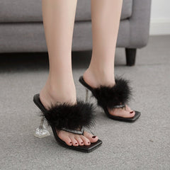 Plush high heels Apricot