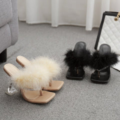 Plush high heels Apricot