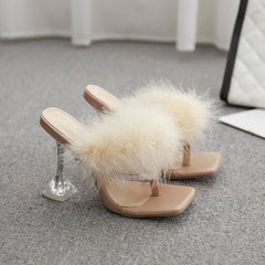 Plush high heels Apricot