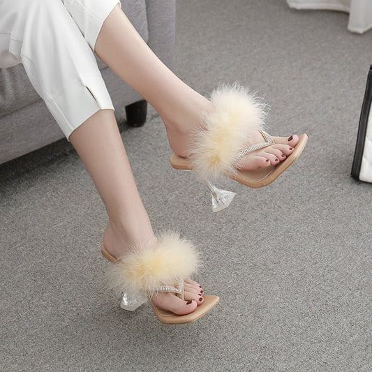 Plush high heels Apricot