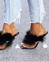 Plush high heels Apricot