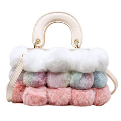 Plush Winter Clutch - Trendy Handbag with Shoulder and Messenger Straps Pink