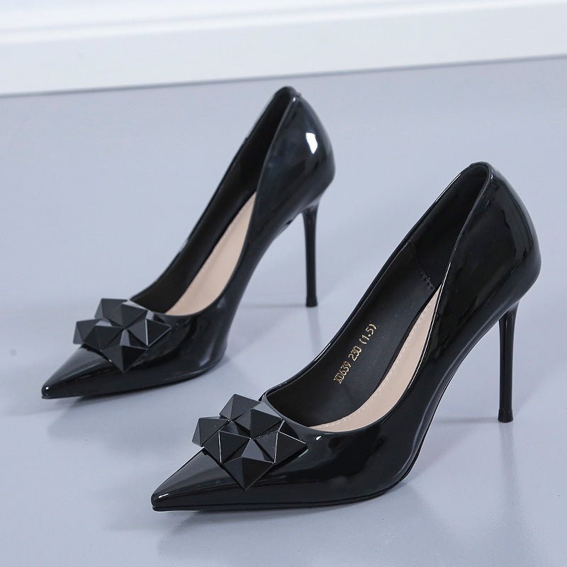 Pointed Toe Bag Sexy European And American Black Thin Shoes Women's Shoes Black
