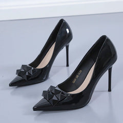 Pointed Toe Bag Sexy European And American Black Thin Shoes Women's Shoes Black