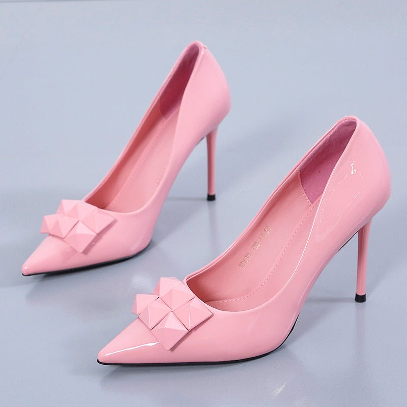 Pointed Toe Bag Sexy European And American Black Thin Shoes Women's Shoes Beige