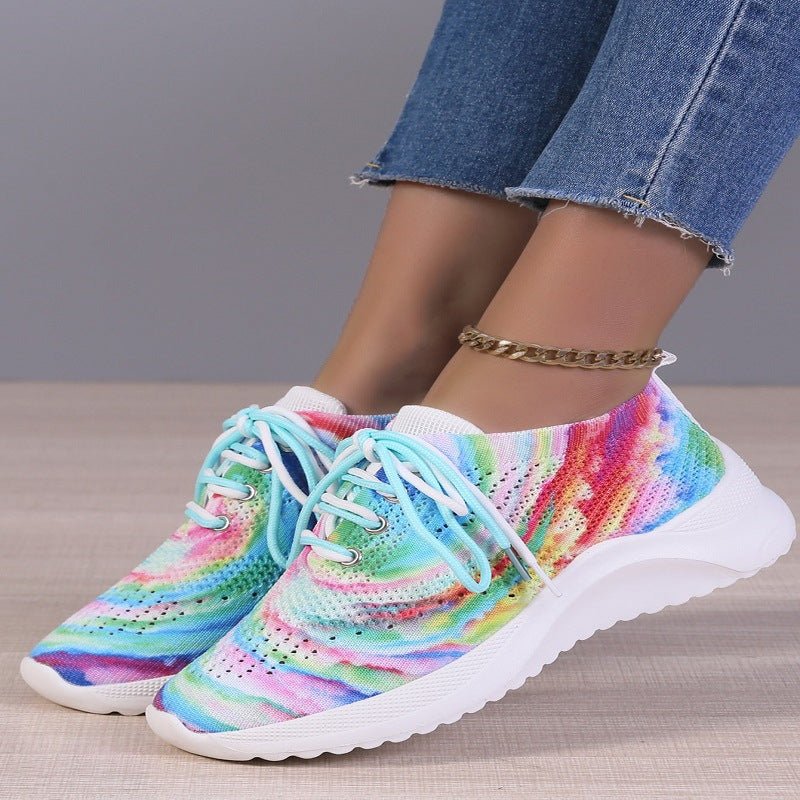 Pop Art Pump Graphic Running Sports Shoes Graffiti Colorful Women Green