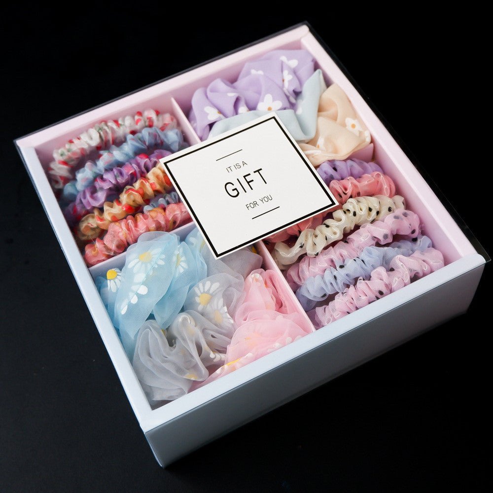 Popular Large Intestine Hair Rope Hair Tie Giftbox for Girls 5 Style