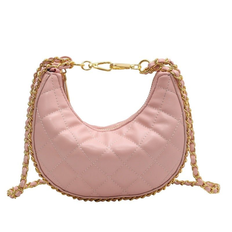 Popular Texture Chain Crossbody Bag Beige